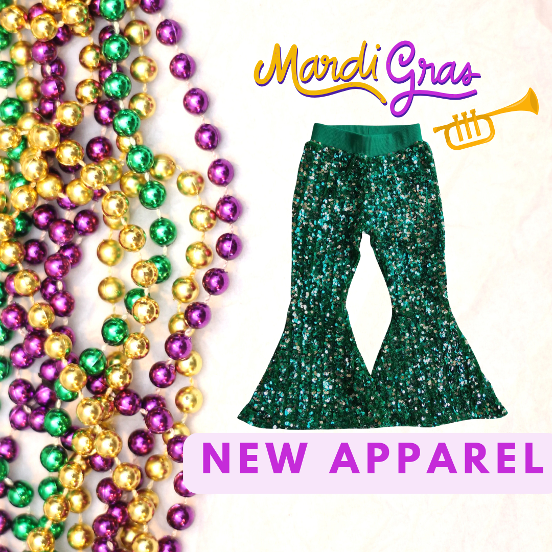 Mardi Gras Sequin Girls Bell Bottom Pants