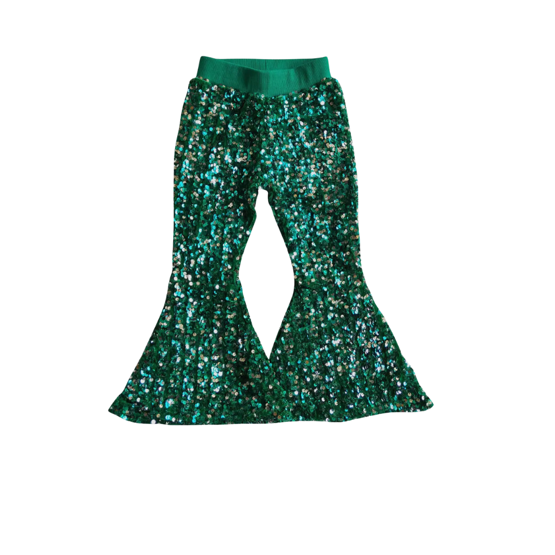 Mardi Gras Sequin Girls Bell Bottom Pants