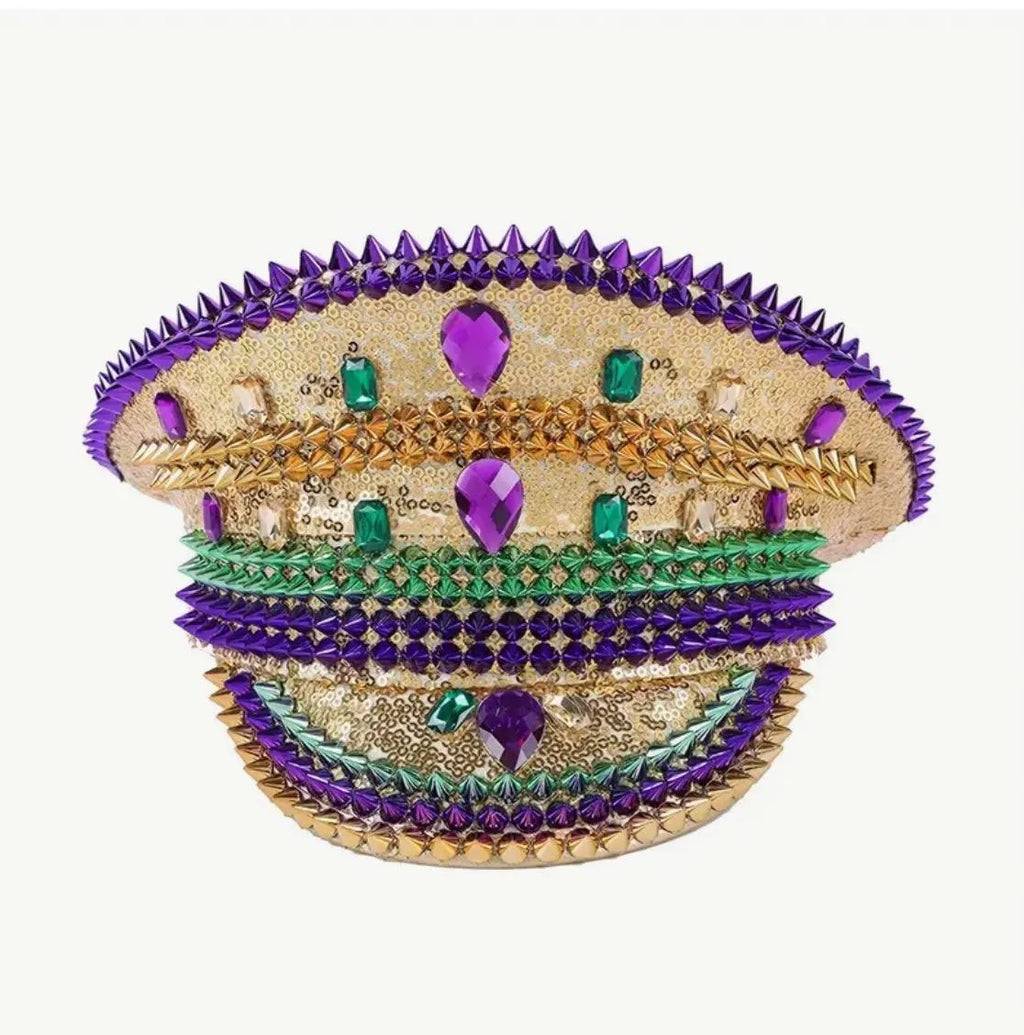 Mardi Gras Sequin & Rhinestone Statement Hat