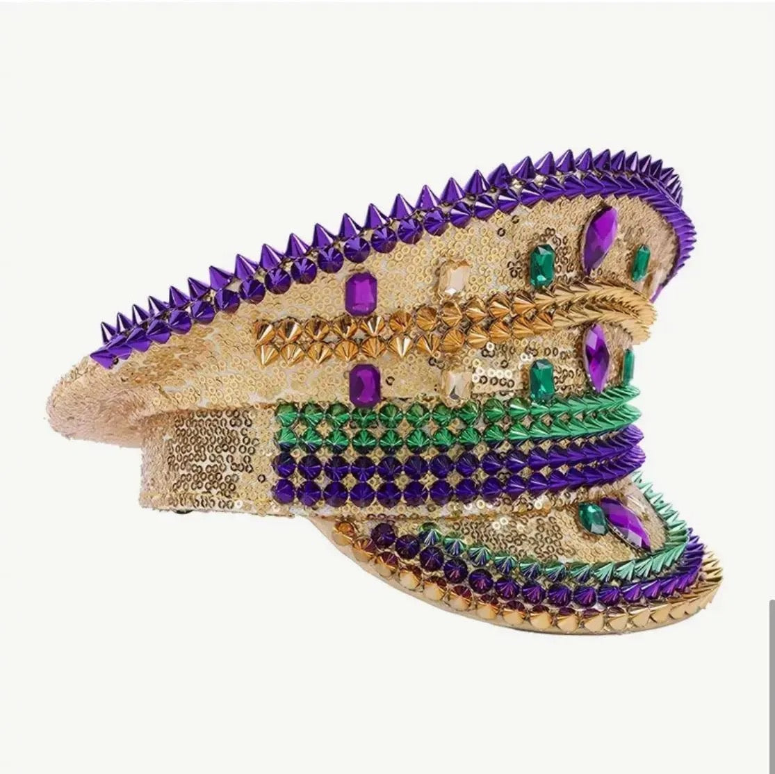 Mardi Gras Sequin & Rhinestone Statement Hat