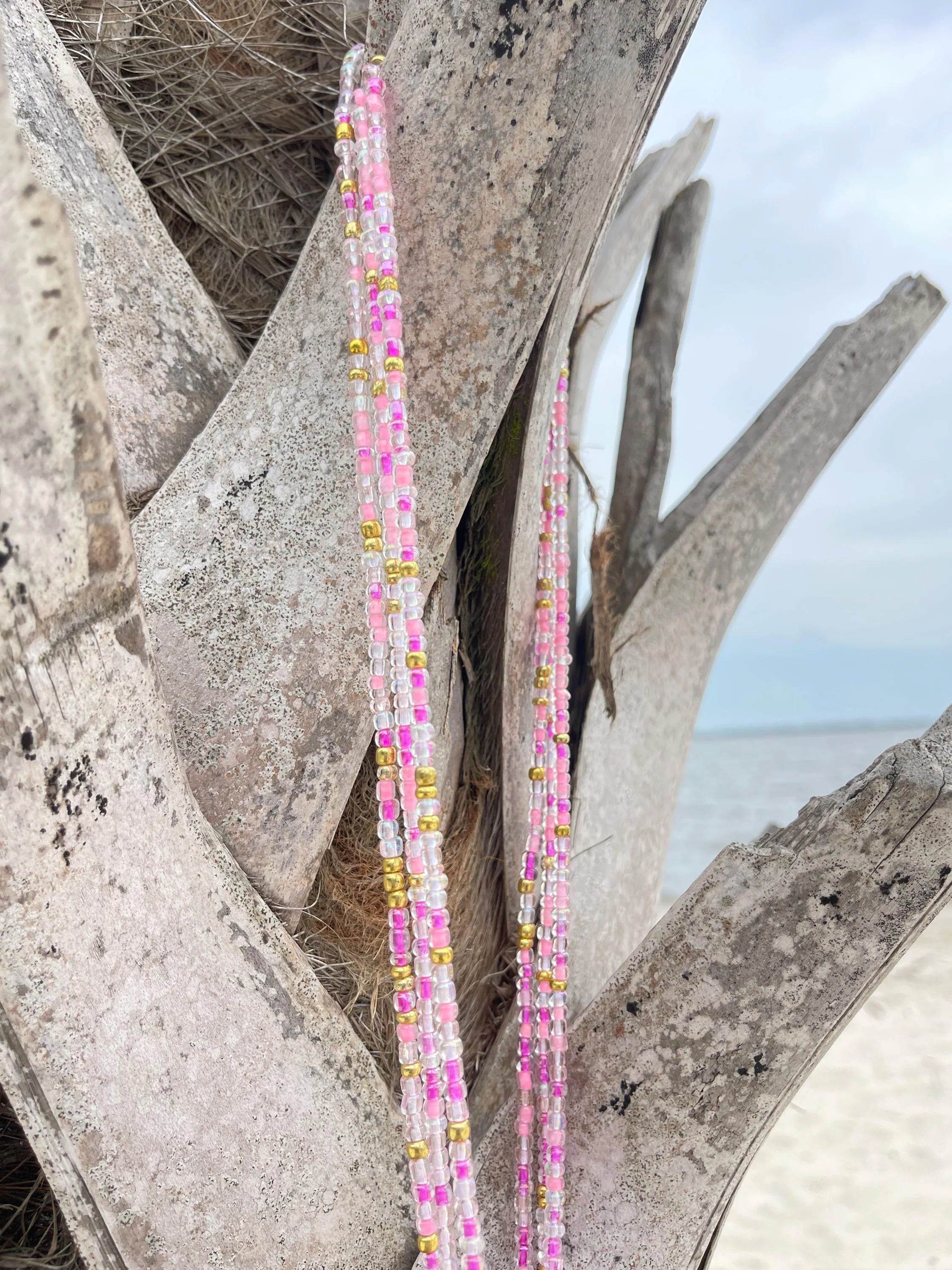 Pink Bubble Gum Crystal Waist Beads